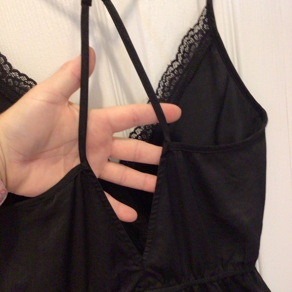 Forever 21 Black 1pc Sleeveless Y-back Lingerie Romper Sleepwear Size Small - Picture 6 of 8